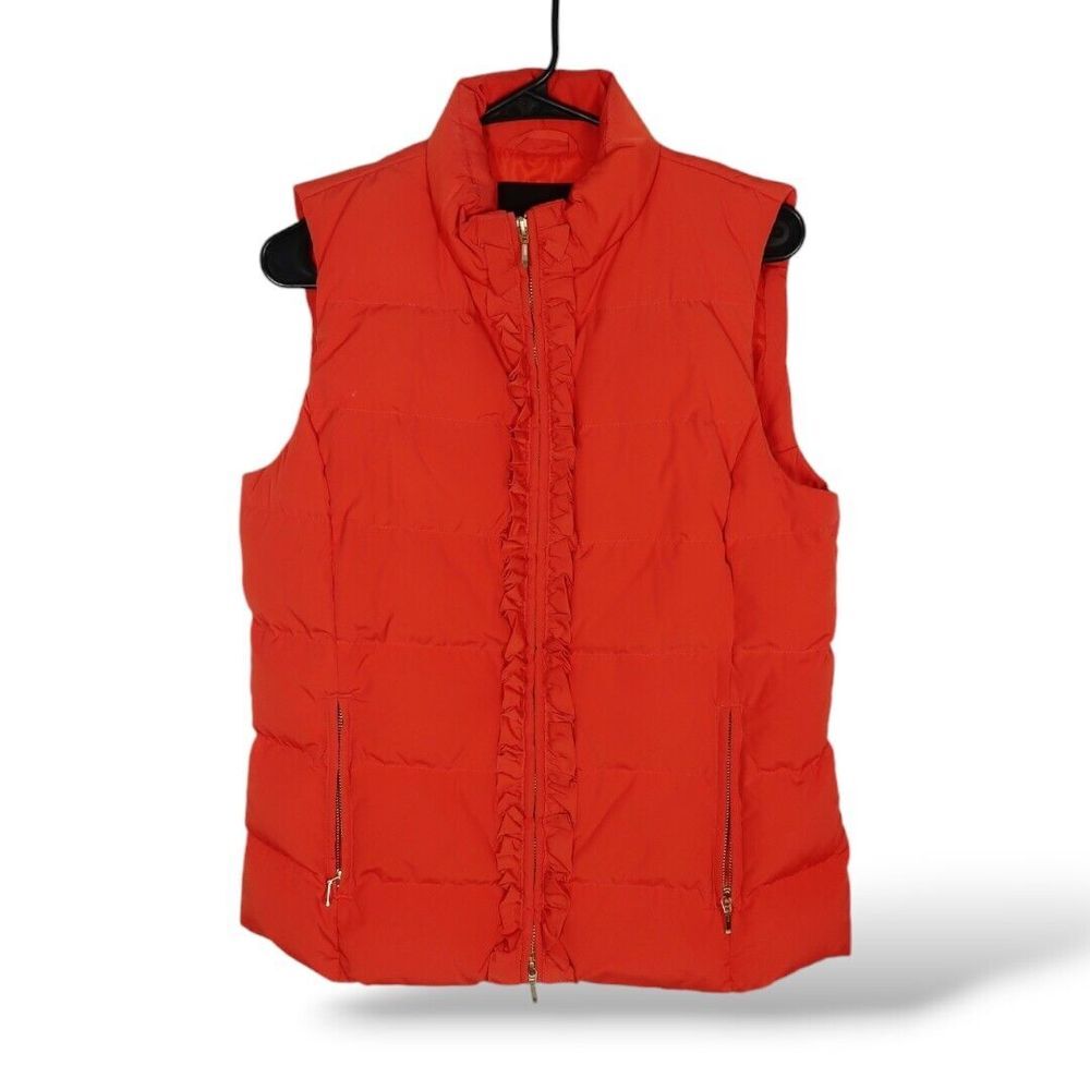 Talbots vest M orange down filled ruffle pockets puffer jacket Gorpcore Lux
